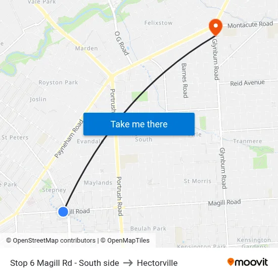 Stop 6 Magill Rd - South side to Hectorville map