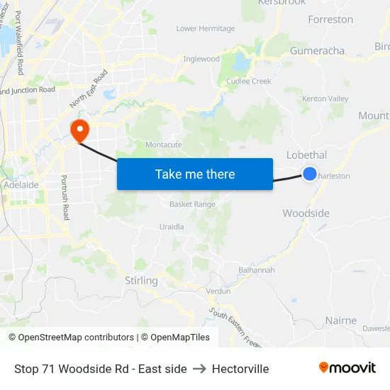 Stop 71 Lobethal Woodside Rd - North side to Hectorville map
