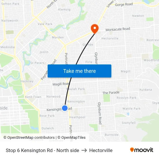 Stop 6 Kensington Rd - North side to Hectorville map