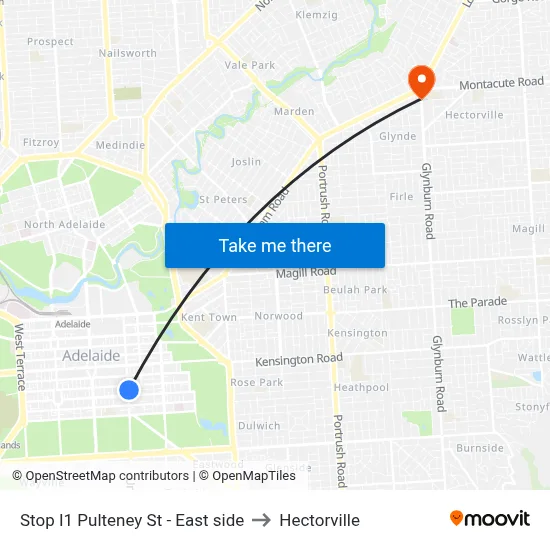 Stop I1 Pulteney St - East side to Hectorville map