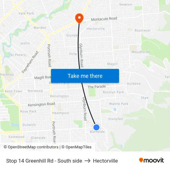 Stop 14 Greenhill Rd - South side to Hectorville map