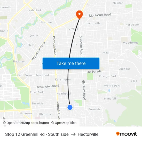 Stop 12 Greenhill Rd - South side to Hectorville map