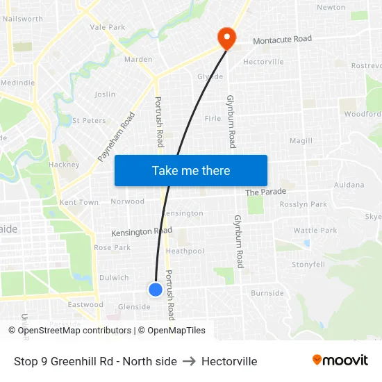 Stop 9 Greenhill Rd - North side to Hectorville map
