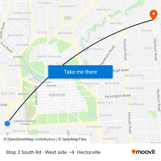Stop 3 South Rd - West side to Hectorville map