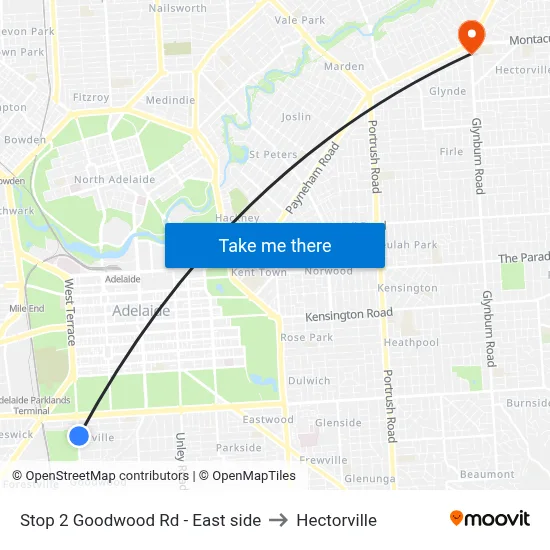 Stop 2 Goodwood Rd - East side to Hectorville map
