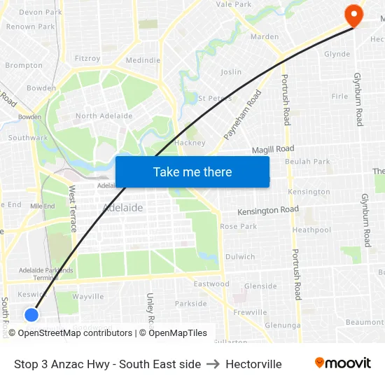 Stop 3 Anzac Hwy - South East side to Hectorville map
