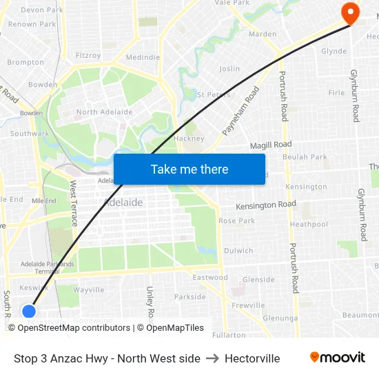 Stop 3 Anzac Hwy - North West side to Hectorville map