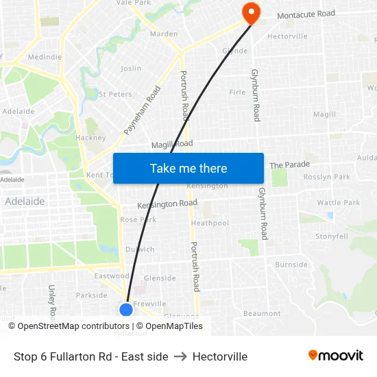 Stop 6 Fullarton Rd - East side to Hectorville map