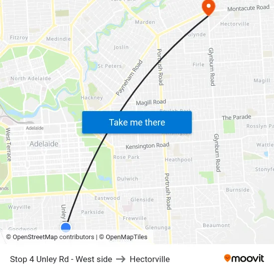 Stop 4 Unley Rd - West side to Hectorville map