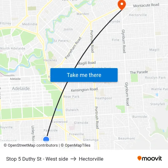 Stop 5 Duthy St - West side to Hectorville map