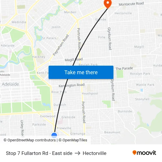 Stop 7 Fullarton Rd - East side to Hectorville map