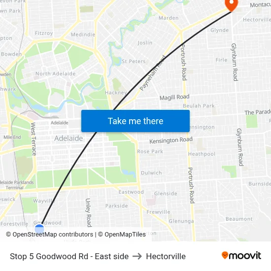 Stop 5 Goodwood Rd - East side to Hectorville map