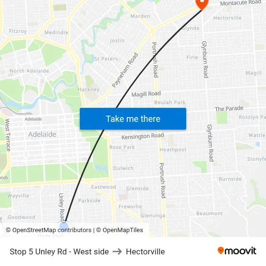 Stop 5 Unley Rd - West side to Hectorville map