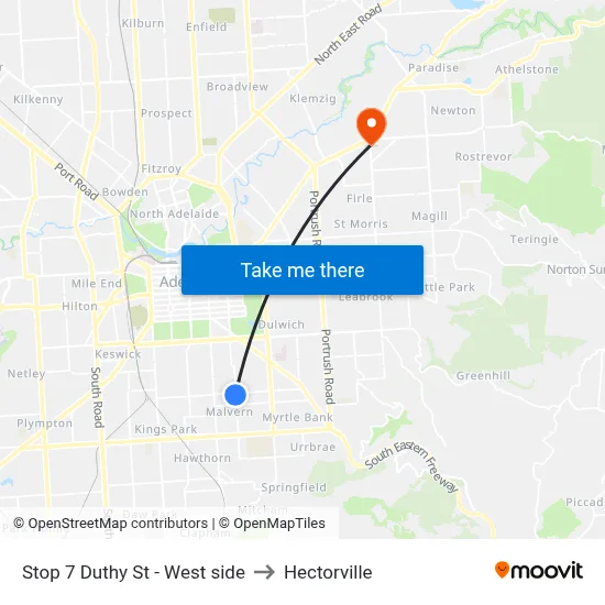 Stop 7 Duthy St - West side to Hectorville map