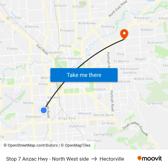 Stop 7 Anzac Hwy - North West side to Hectorville map