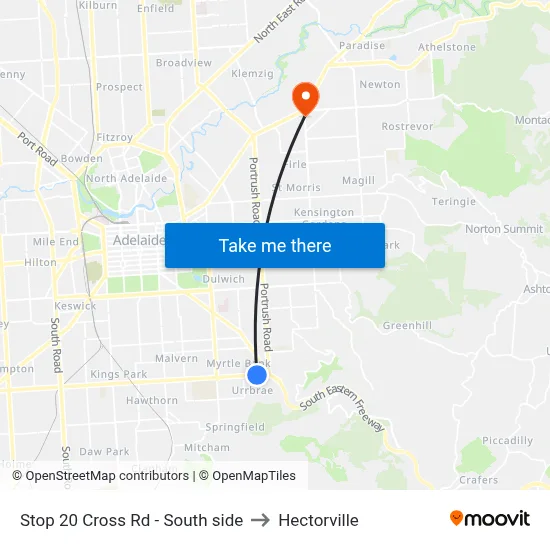 Stop 20 Cross Rd - South side to Hectorville map