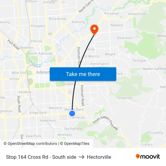 Stop 164 Cross Rd - South side to Hectorville map