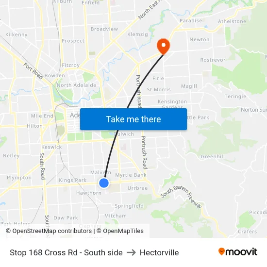 Stop 168 Cross Rd - South side to Hectorville map