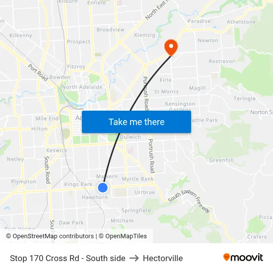 Stop 170 Cross Rd - South side to Hectorville map