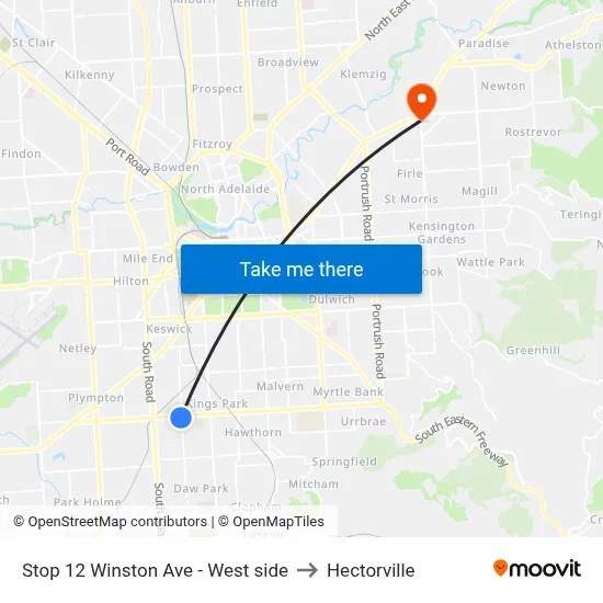 Stop 12 Winston Ave - West side to Hectorville map