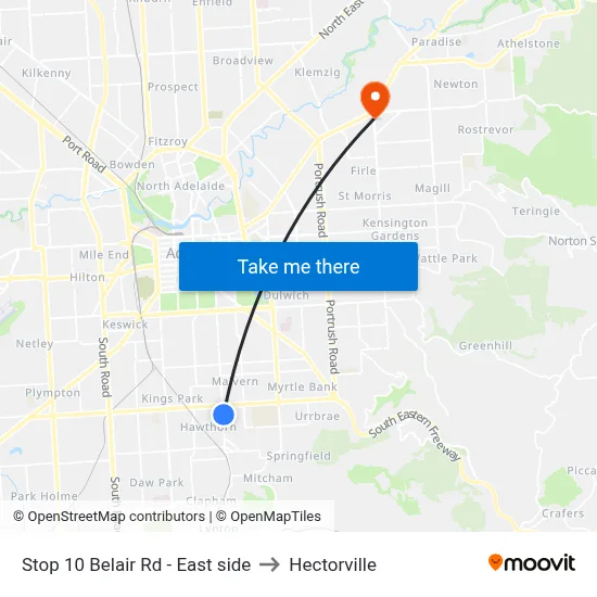 Stop 10 Belair Rd - East side to Hectorville map