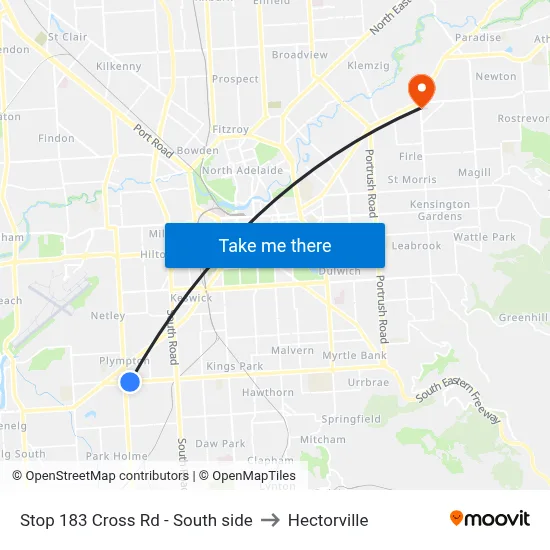 Stop 183 Cross Rd - South side to Hectorville map