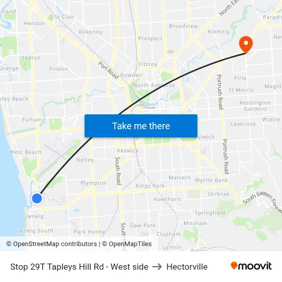 Stop 29T Tapleys Hill Rd - West side to Hectorville map