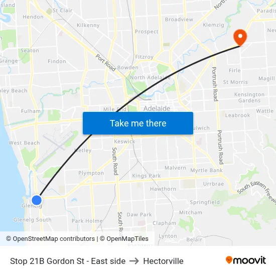 Stop 21B Gordon St - East side to Hectorville map