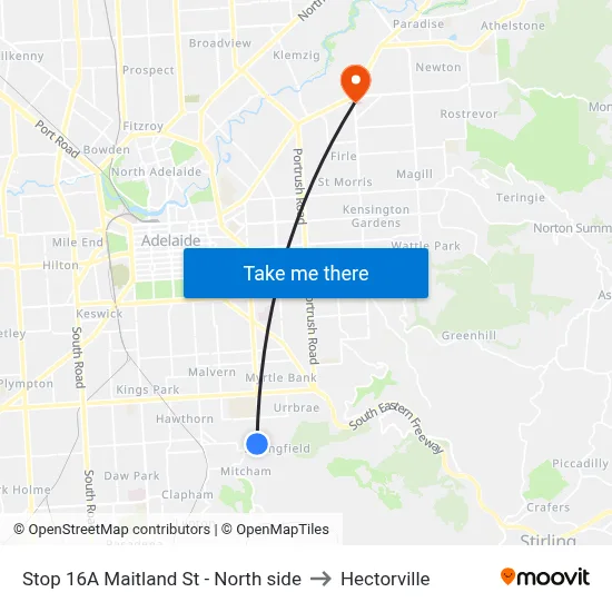Stop 16A Maitland St - North side to Hectorville map