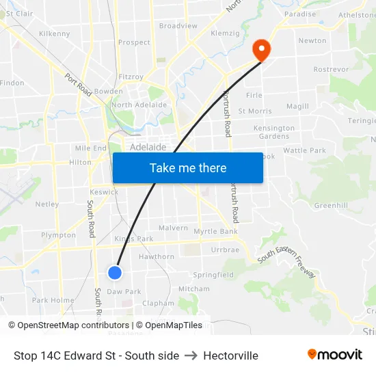 Stop 14C Edward St - South side to Hectorville map