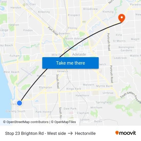 Stop 23 Brighton Rd - West side to Hectorville map