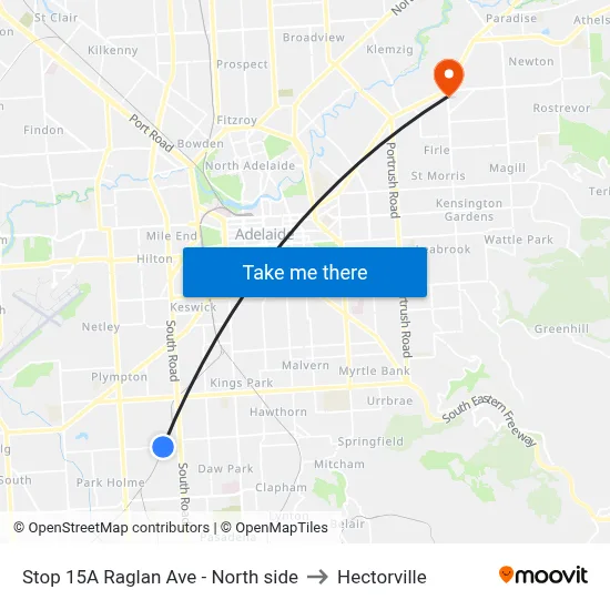 Stop 15A Raglan Ave - North side to Hectorville map
