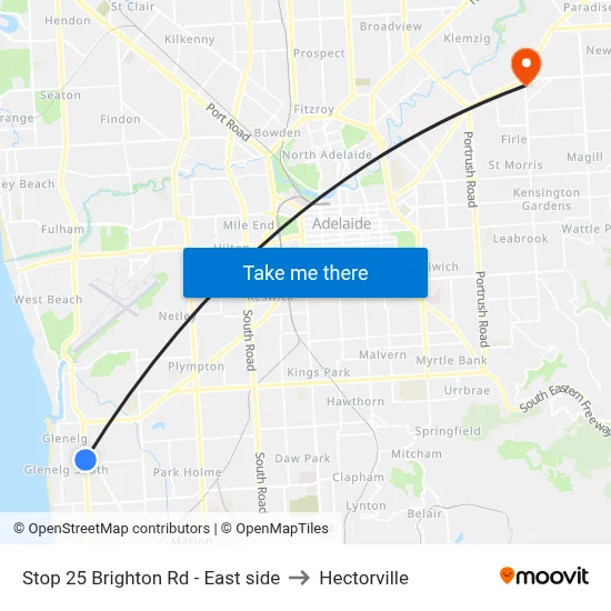 Stop 25 Brighton Rd - East side to Hectorville map