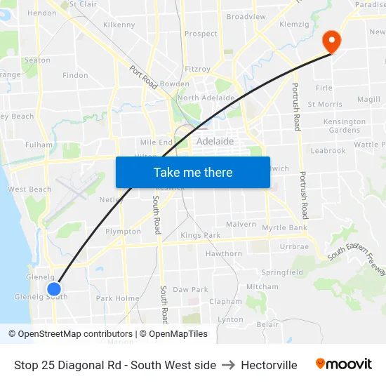 Stop 25 Diagonal Rd - South West side to Hectorville map
