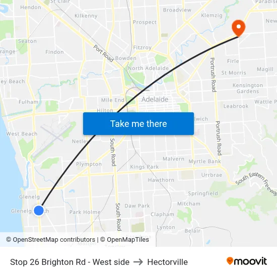 Stop 26 Brighton Rd - West side to Hectorville map