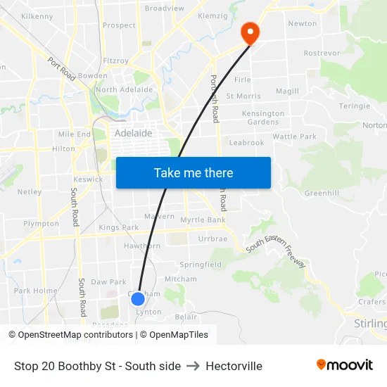 Stop 20 Boothby St - South side to Hectorville map