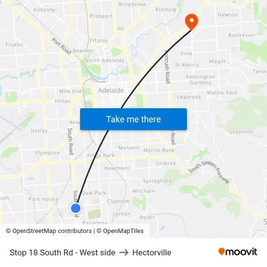 Stop 18 South Rd - West side to Hectorville map