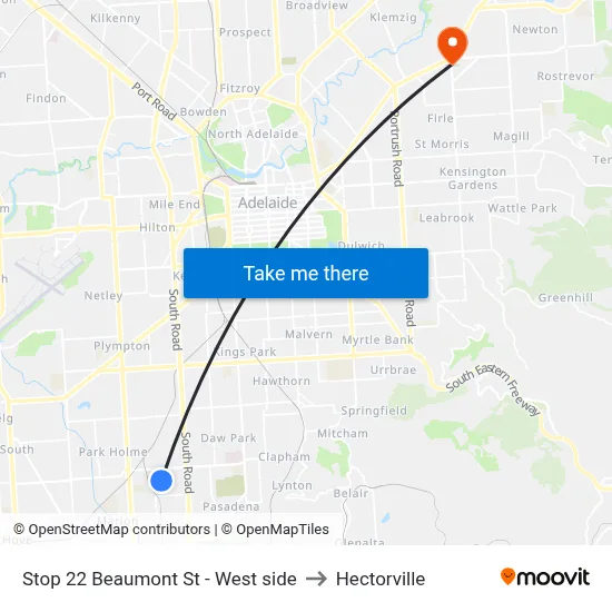 Stop 22 Beaumont St - West side to Hectorville map