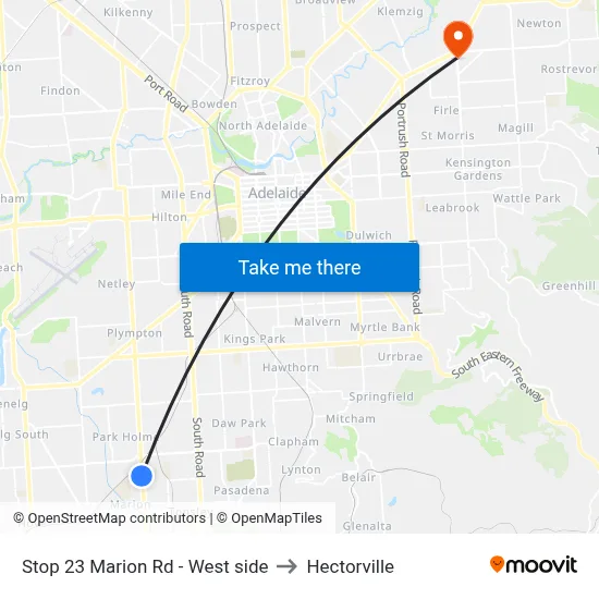 Stop 23 Marion Rd - West side to Hectorville map