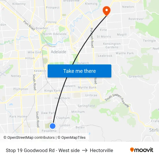Stop 19 Goodwood Rd - West side to Hectorville map