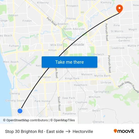 Stop 30 Brighton Rd - East side to Hectorville map