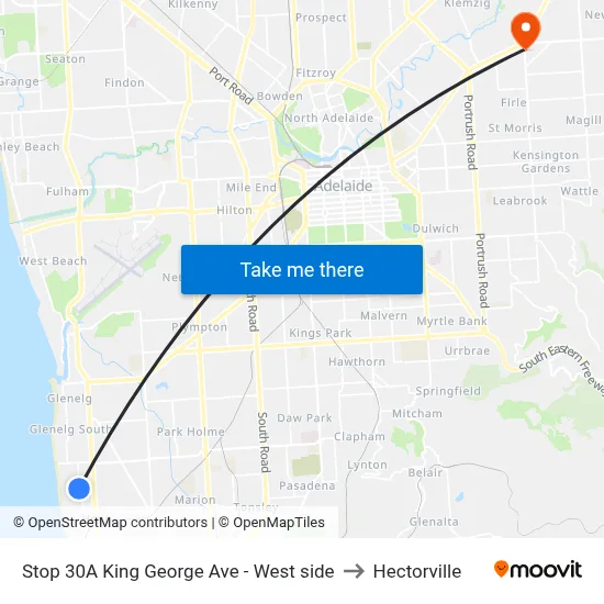 Stop 30A King George Ave - West side to Hectorville map