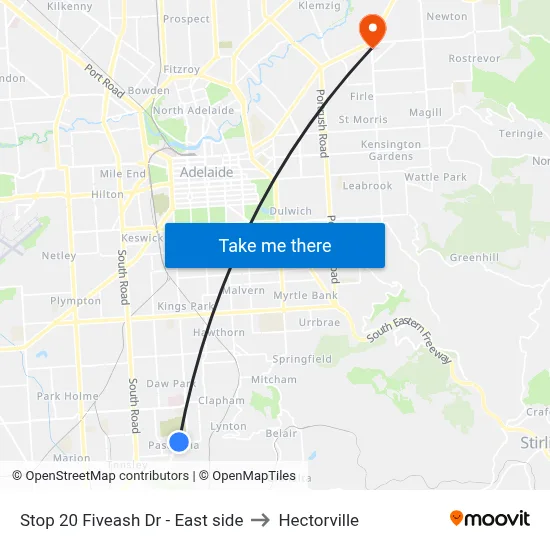 Stop 20 Fiveash Dr - East side to Hectorville map