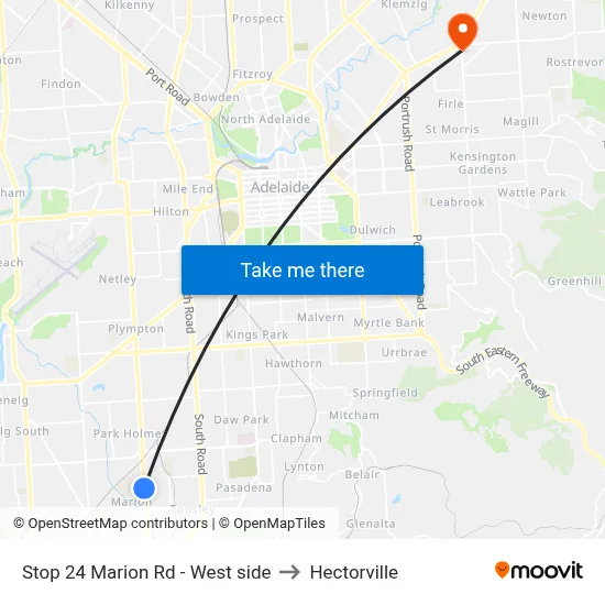 Stop 24 Marion Rd - West side to Hectorville map