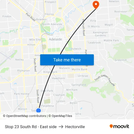 Stop 23 South Rd - East side to Hectorville map
