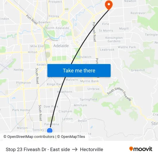 Stop 23 Fiveash Dr - East side to Hectorville map