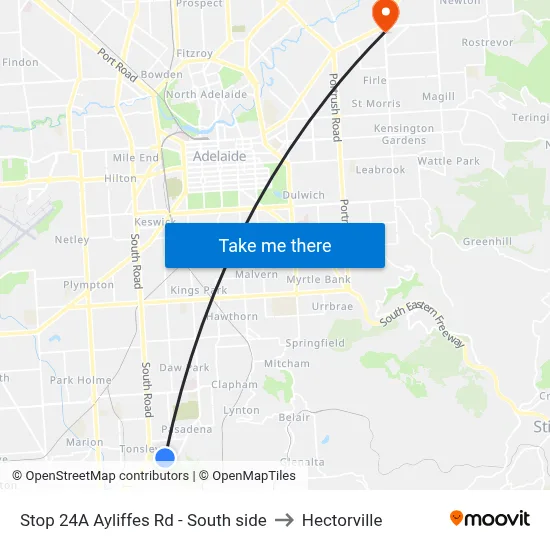 Stop 24A Ayliffes Rd - South side to Hectorville map