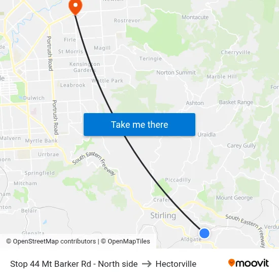 Stop 44 Mt Barker Rd - North side to Hectorville map