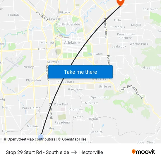 Stop 29 Sturt Rd - South side to Hectorville map