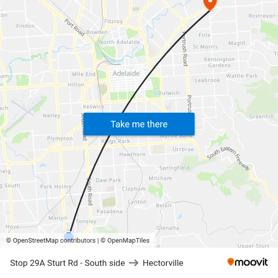 Stop 29A Sturt Rd - South side to Hectorville map
